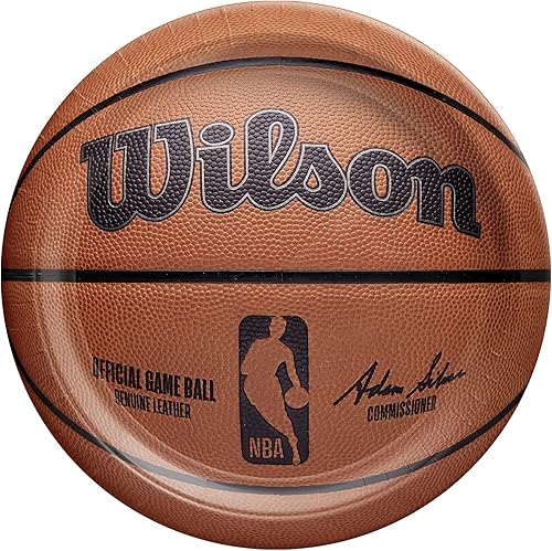 Miniatura 1 de Amscan NBA Wilson - Platos redondos de 9 pulgadas, 18 unidades, platos de papel desechables para abanicos de baloncesto, marrónnegro