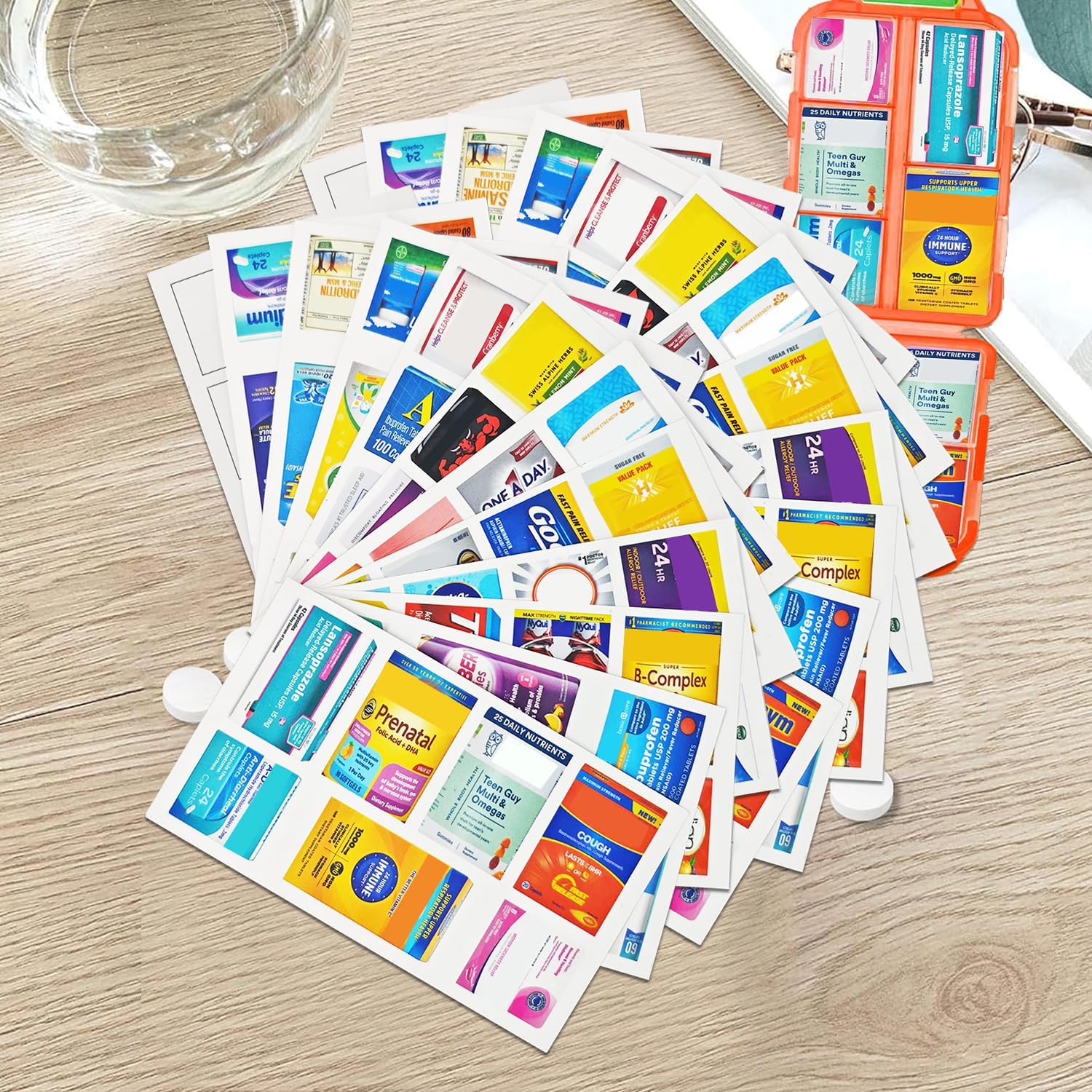IVD Generic 168Pcs Medicine Stickers for Pill Organizers - Covers Most Common Medicine Supplements Vitamins - Travel Pill Box Lables - Daily Medication Organizer Stickers
