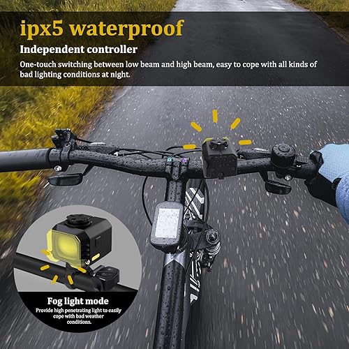 Miniatura 2 de Luz recargable ultra brillante para bicicleta, IPX5, 8 modos que incluyen luces antiniebla, carga rápida tipo C, luz trasera con 5 modos, ideal