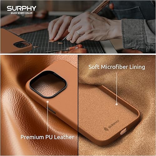 Miniatura 3 de SURPHY Compatible con iPhone 13 Pro Max, funda de piel sintética de alta calidad (con botones metálicos y forro de microfibra) para 13 Pro Max (6.7