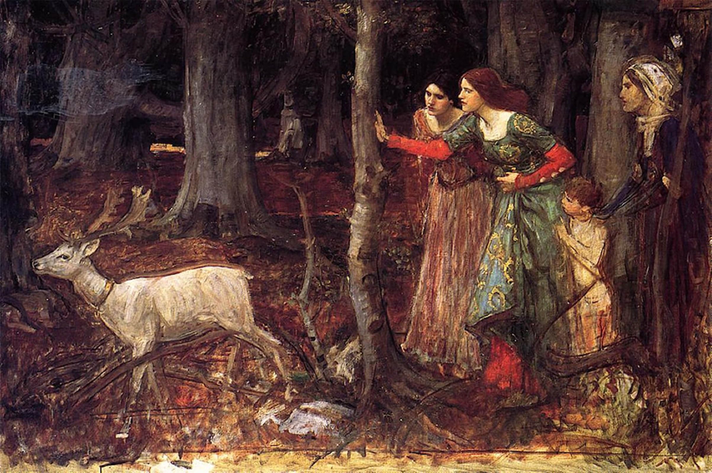 ARTXLXXBN Famous Painting Canvas Artwork Graffiti Print the Mystic Wood by John William Waterhouse Portrait Canvas Image for Home Decor 60x90cm