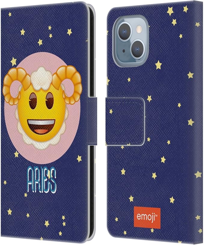 Head Case Designs Officially Licensed Emoji® Aries Zodiac Signs Leather Wallet Case Compatible with Apple iPhone 14