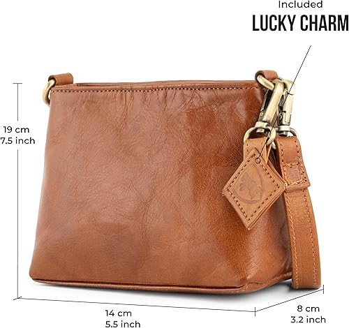 Miniatura 8 de BERLINER BAGS Vintage Genuine Leather Shoulder Bag Marbella XS, Small Crossbody Purse for Women