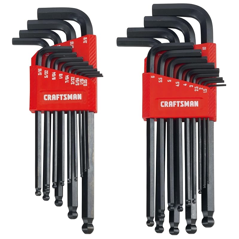 Kit de Chaves Allen com Ponta Esférica CRAFTSMAN SAE/MM em Aço-Liga, 26 Peças CMHT26009