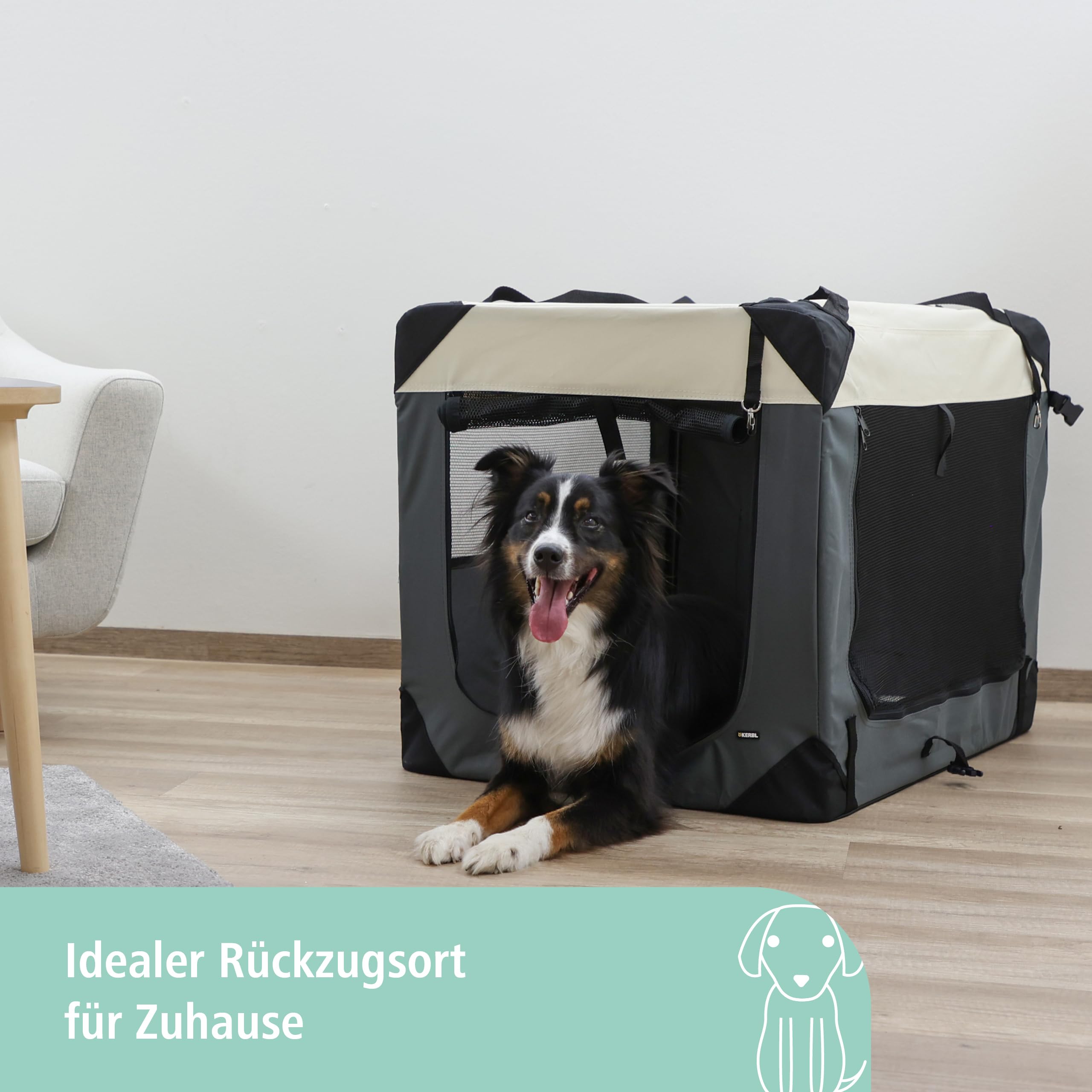 Kerbl Pet Transportbox Journey, 70x52x52cm, grau/beige