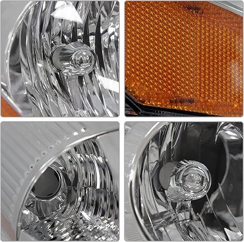 Miniatura 5 de Conjunto de faros delanteros para Toyota Sienna 2006 2007 2008 2009 2010 carcasa cromada con reflector ámbar izquierda y derecha (no compatible con