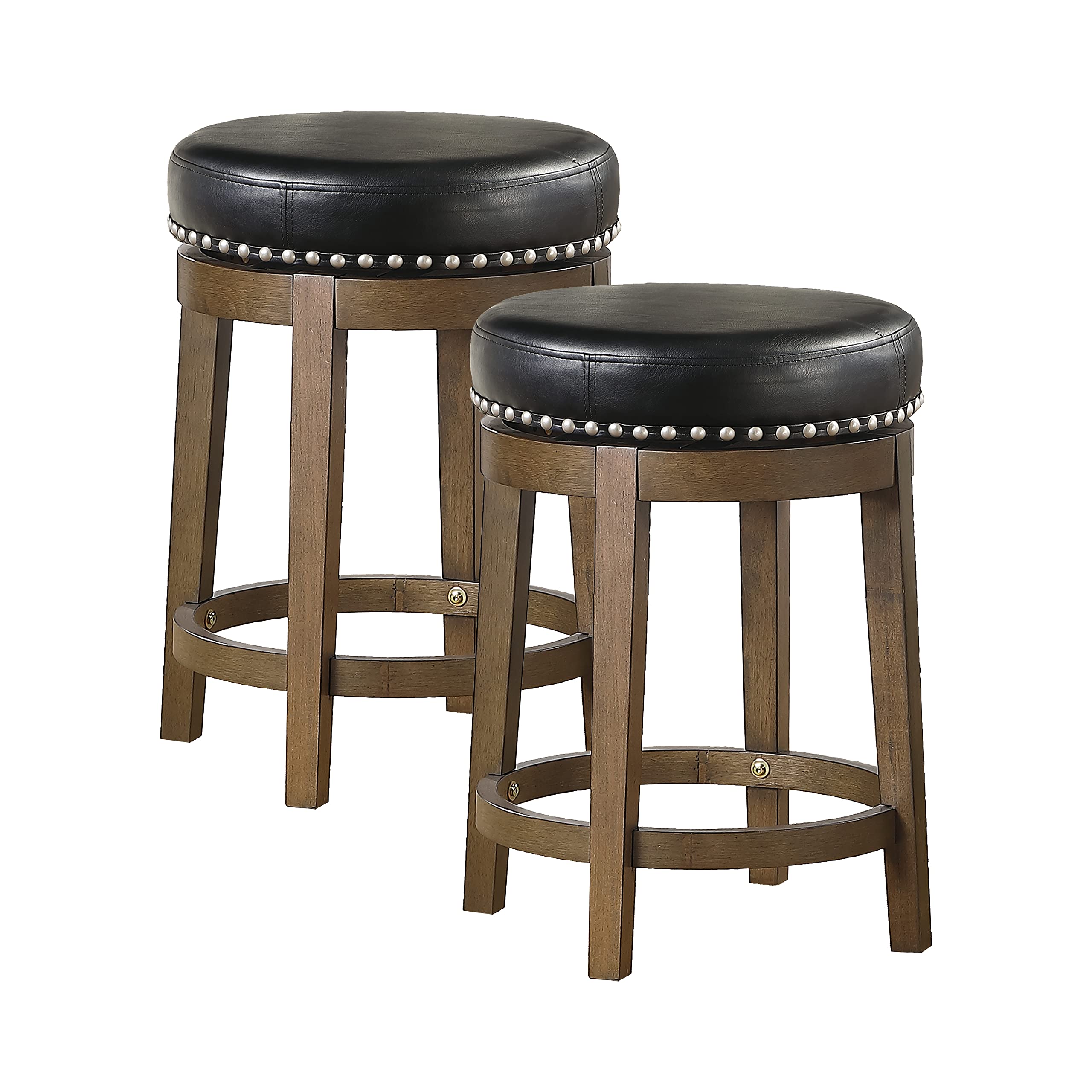 Lexicon Kenmare Swivel Counter Stools Faux Leather Round Seat Set of 2