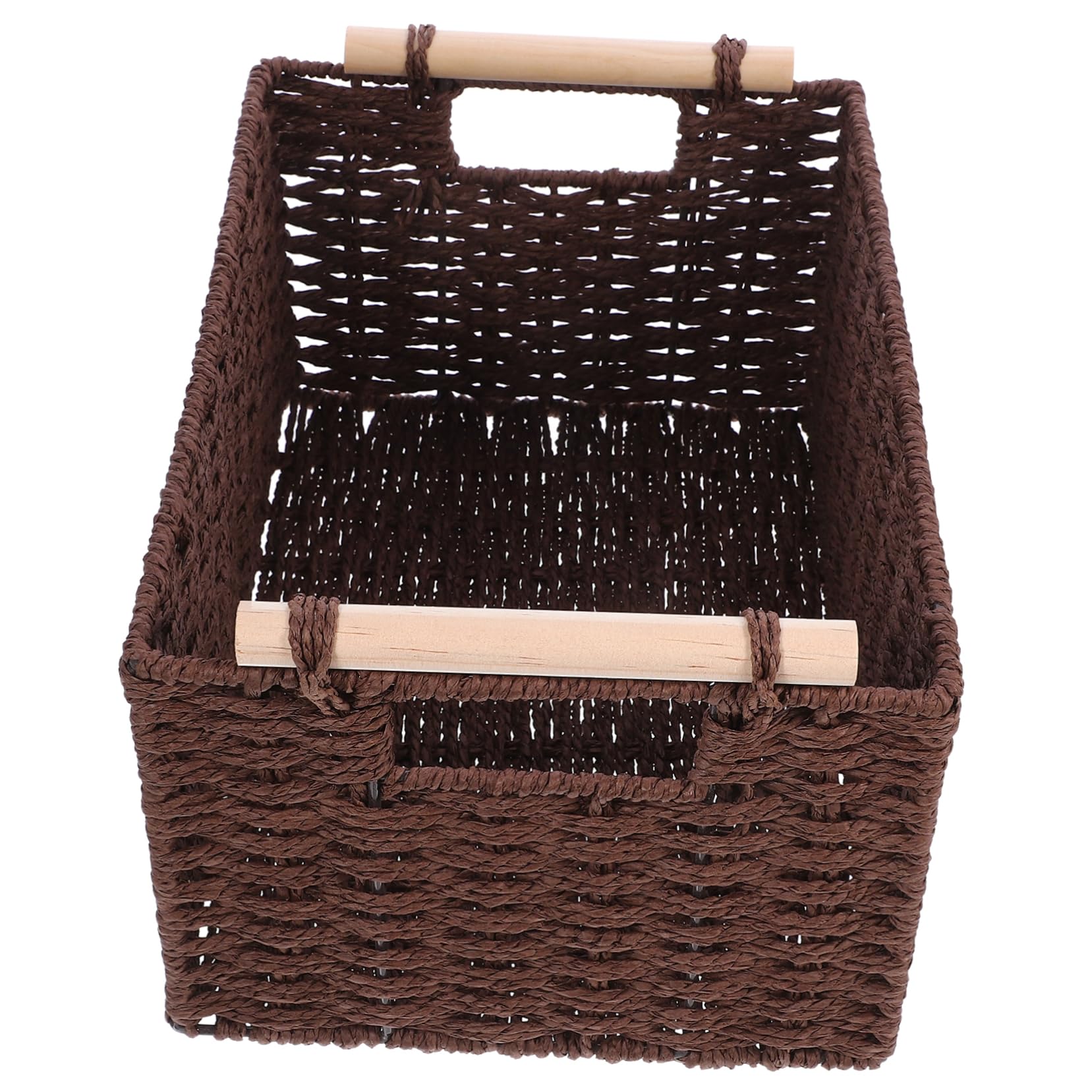 PRETYZOOM Black Small Woven Basket Handle Desktop Storage Organizer Multi-functional Home Basket