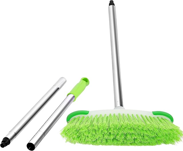 K-ONE Soft Floor Sweeping Brush Broom Cleaning 120cm Long Stainless-Steel Handle Brush Ideal for Home Office and Kitchen Floors