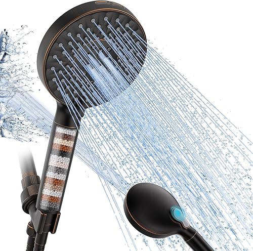 SR SUN RISE Filtered Shower Head with Handheld High Pressure 9 Spray Mode Showerhead Detachable Shower Head Water Softener Filters Beads for Hard