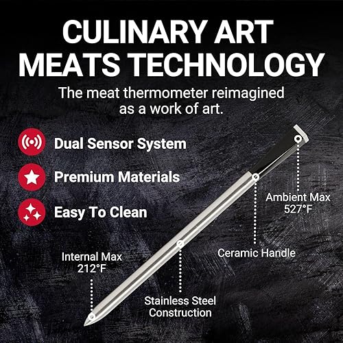 Miniatura 5 de MEATER Plus  Termómetro inteligente para carne con Bluetooth alcance inalámbrico de 165 pies para horno parrilla cocina barbacoa ahumador asador