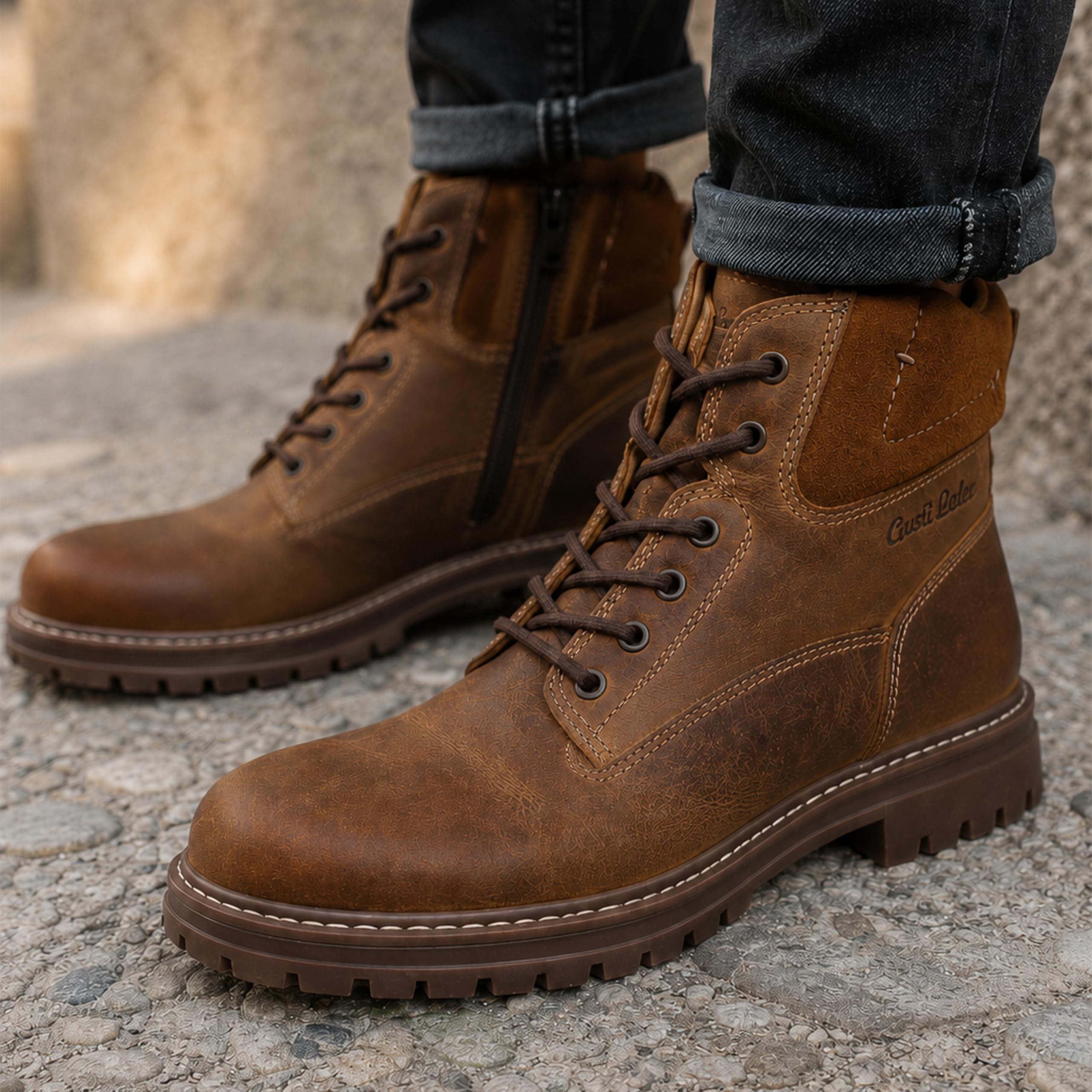 Gusti Leder Schuhe Falco - Schuhe mit Reißverschluss und Schnürsenkel