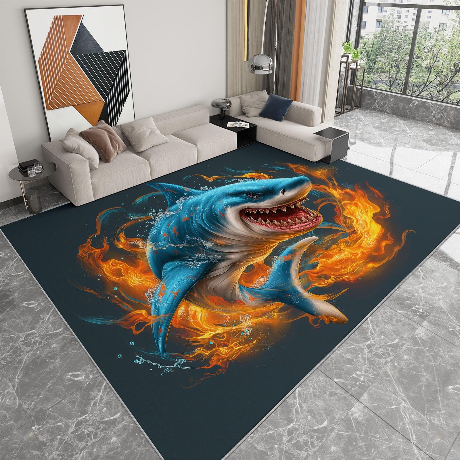 Tapis enfant requin pour chambre et salon moderne un espace de jeu doux et antidérapant