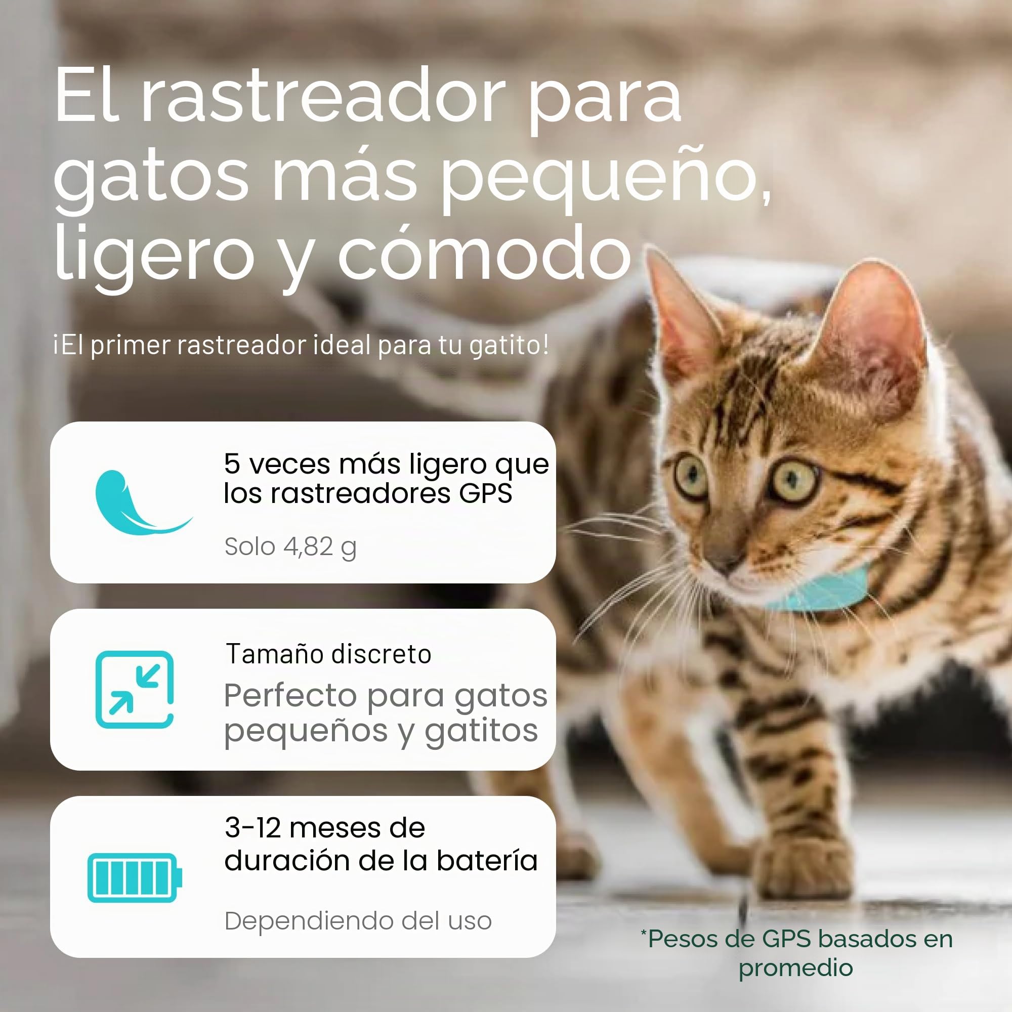 Tabcat V2 Localizador para Gatos - Más Preciso Que el GPS - Sin Suscripción Mensual - 2 Dispositivos de rastreo y 2 Fundas Protectoras - para Gatos de Interior/Exterior - Pequeños y Ligeros