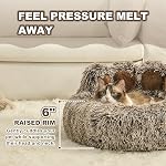 Jiupety Paw Shape Calming Pet Bed, Plush Faux Fur Donut Bed for Dogs & Cats, Machine Washable, Non-Slip Bottom, Medium (22"×22"×6"), Gray