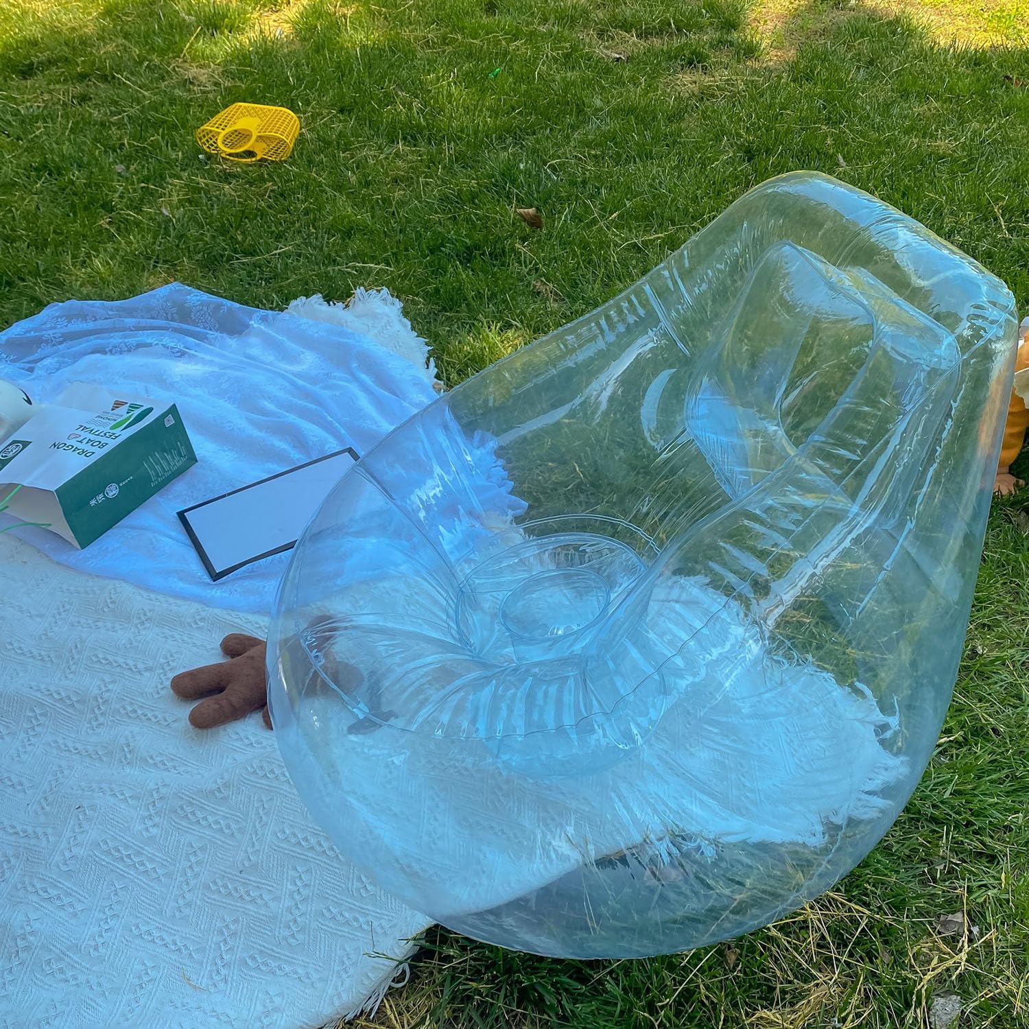 Baiao Inflatable Chair, Transparent Blow Up Couch Bean Bag, 34'' Lazy Sofa for Indoor/Outdoor