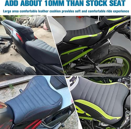 Miniatura 2 de Midimttop Asiento delantero de cuero suave Touring Waterpfroof para el conductor, cojín para asiento trasero del pasajero, asiento trasero para