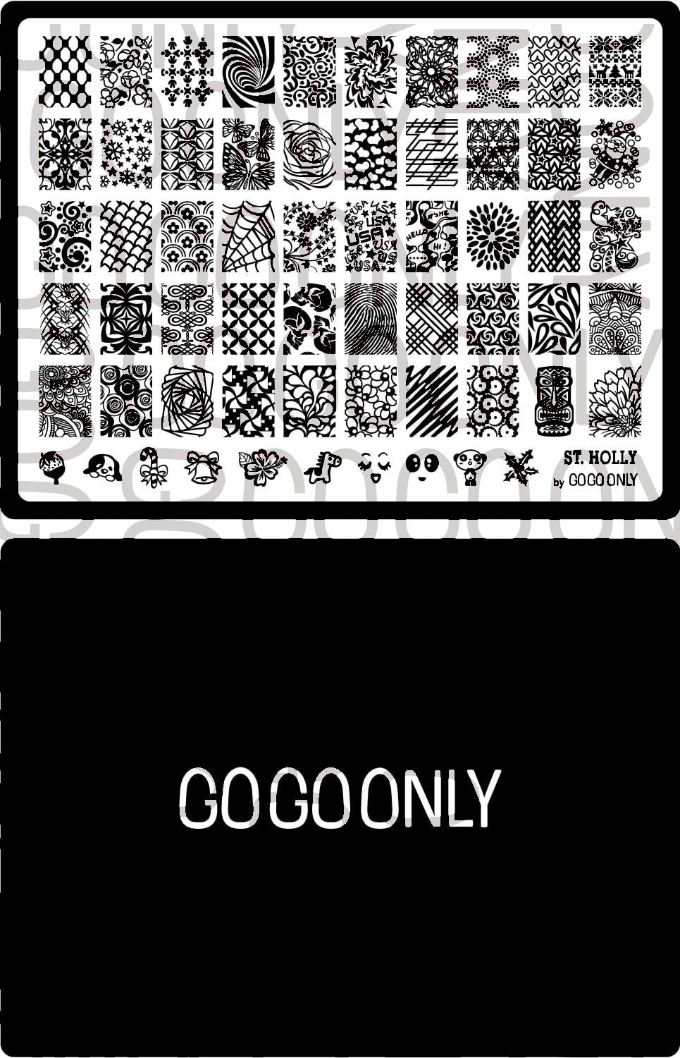 Gogoonly Nail Art Stamp Plate Collection St. Holly - Huge Size Stamping Image Plates Manicure Nail Designs DIY - BH000574