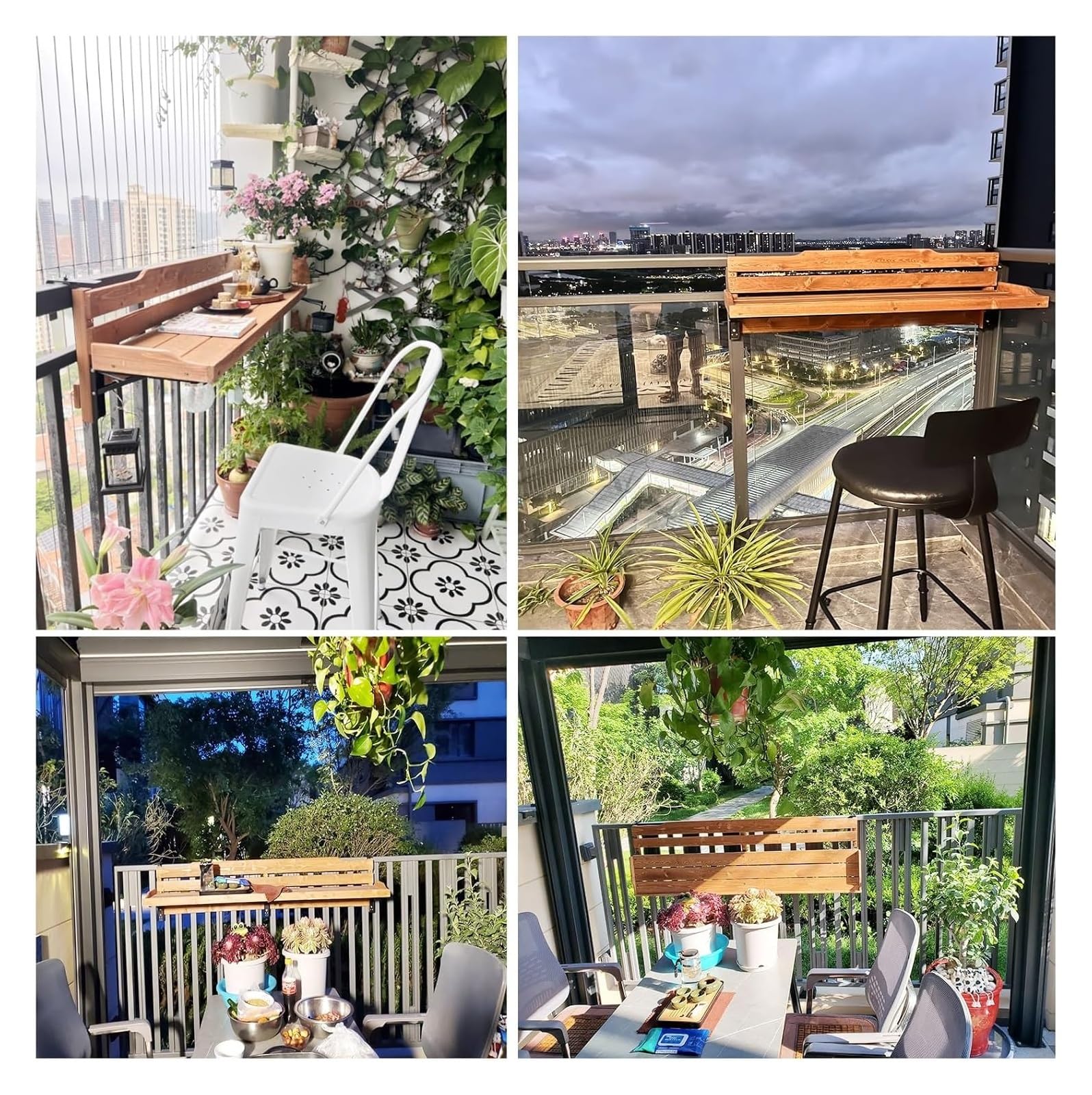 Tavolo per ringhiera per balcone, tavolo da ringhiera, tavolo da balcone appeso, tavolo da bar per patio, tavolo pieghevole, tavolino da parete, tavolo pieghevole per interni ed esterni (A-L60