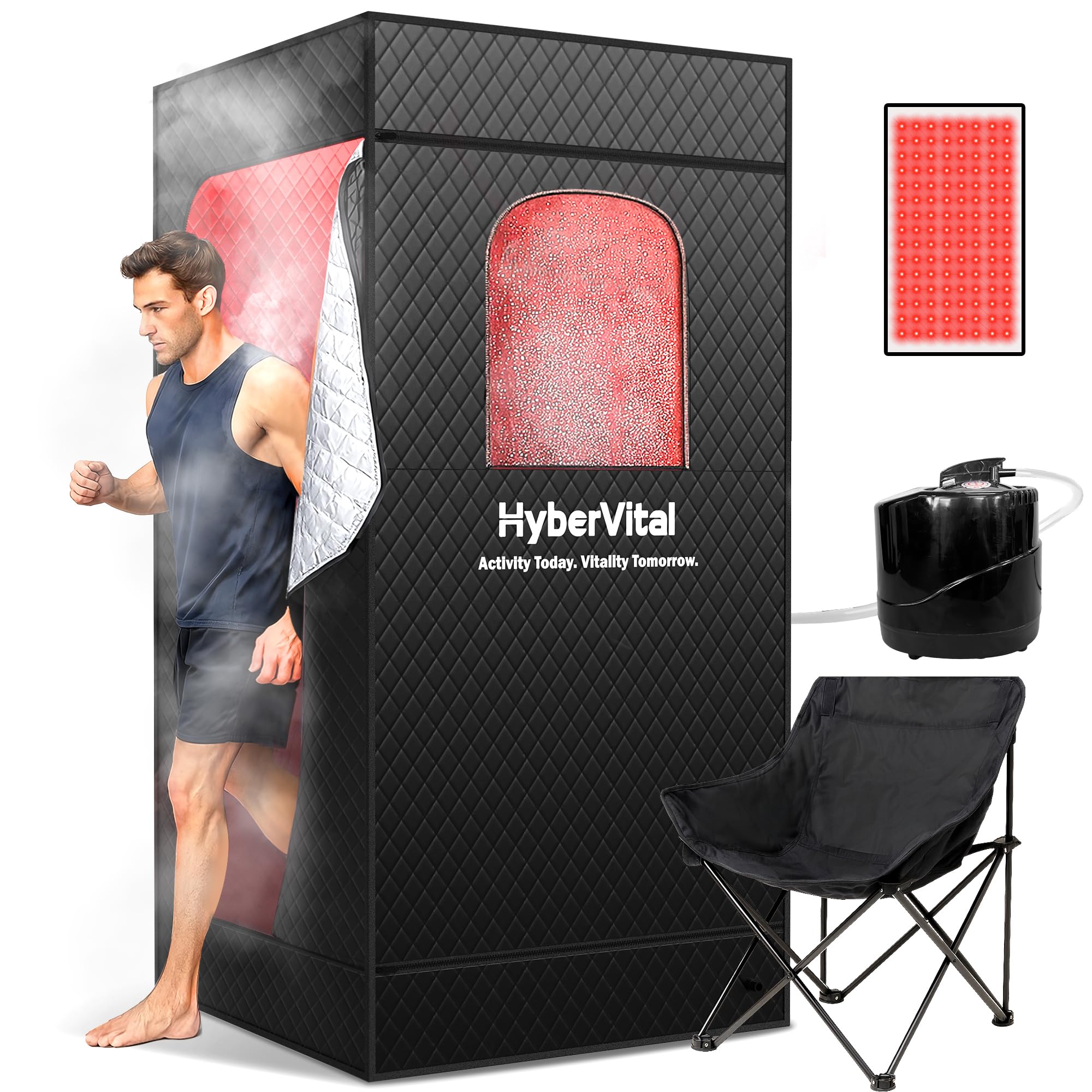 Infrared Sauna Box Ultra Detox, Newly Upgraded Portable Home Sauna with 3.2L 1300W Fast-Heating Steamer, Spacious Tent & Ergonomic Chair for Personal Detox Spa