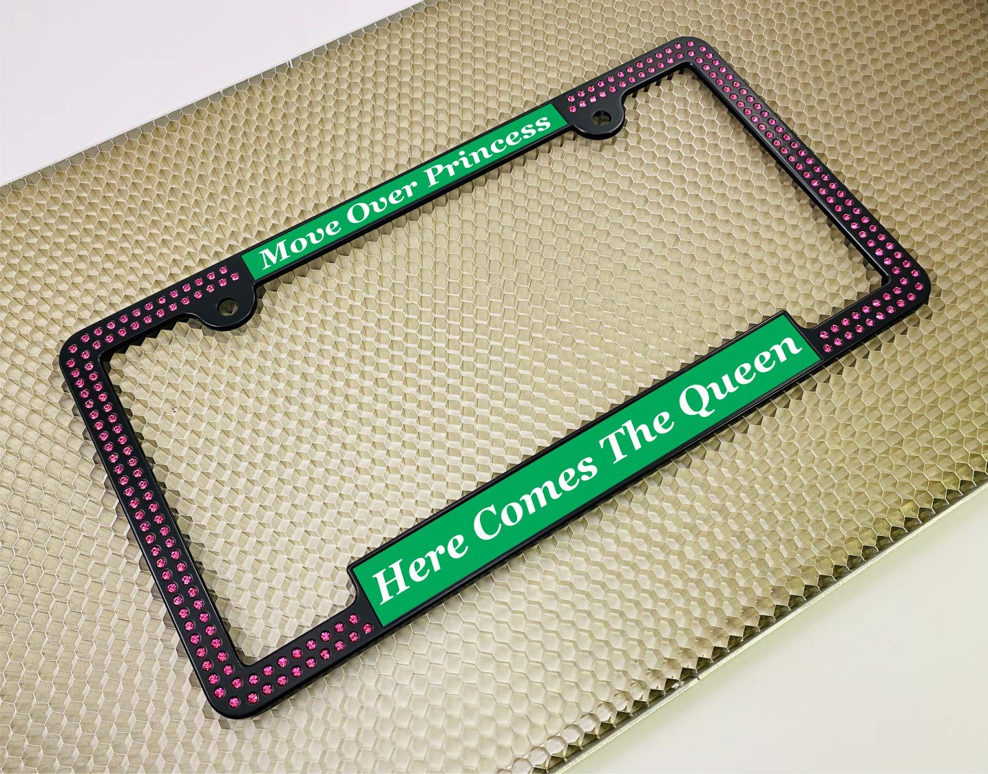 Crystals - Custom Personalized Black Metal Car License Plate Frame with Pink Cr - Picture 31 of 132