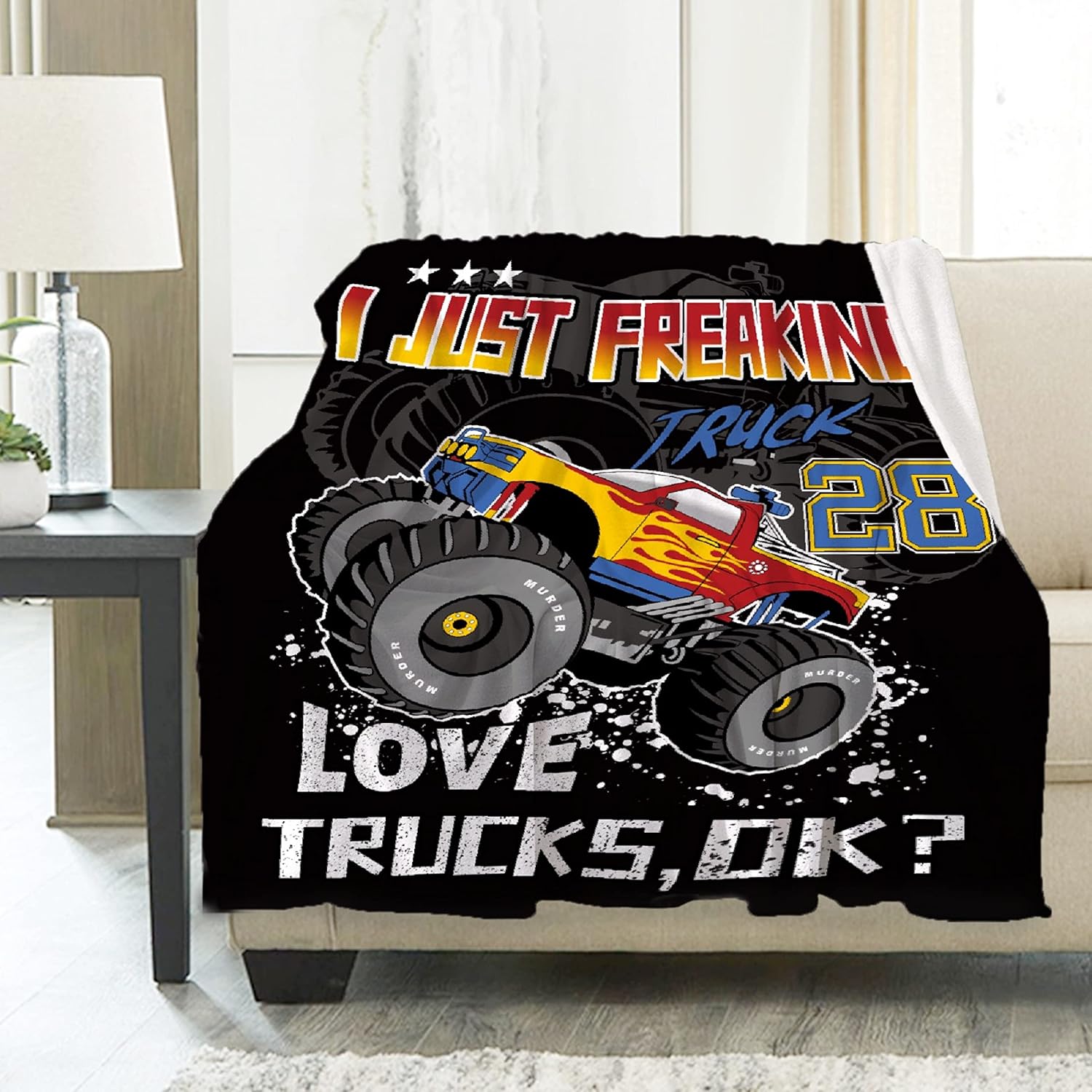 Just A Boy Who Loves Trucks Blanket Throw, Ultral Soft Warm