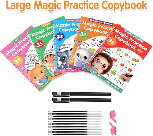 Miniatura 3 de Cuaderno de práctica grande con ranuras mágicas para niños, libro de trabajo de escritura a mano con ranurado reutilizable, aprende a escribir