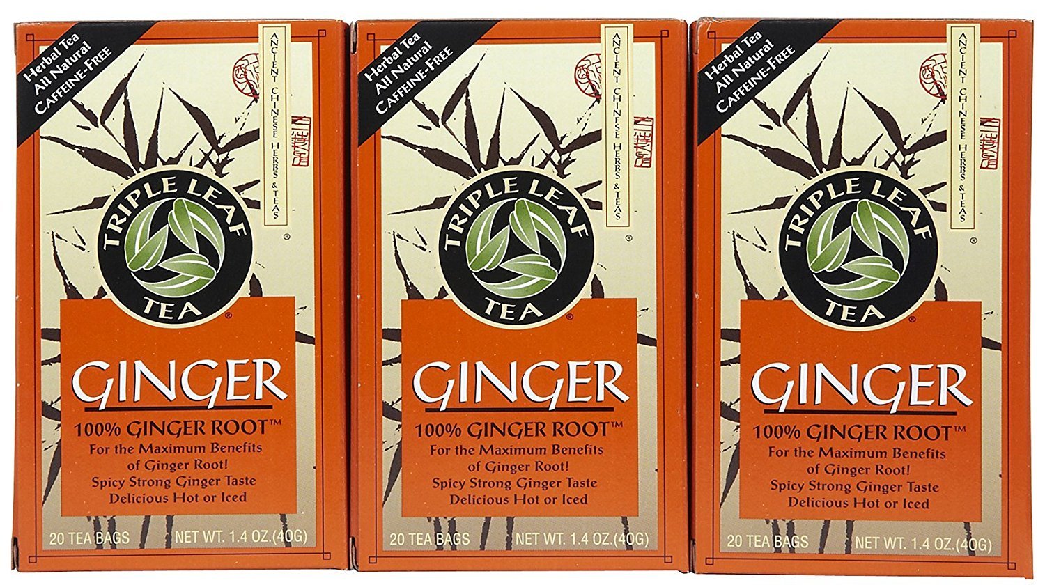 Triple Leaf Ginger Tea Bags, 20 ct, 3 pk