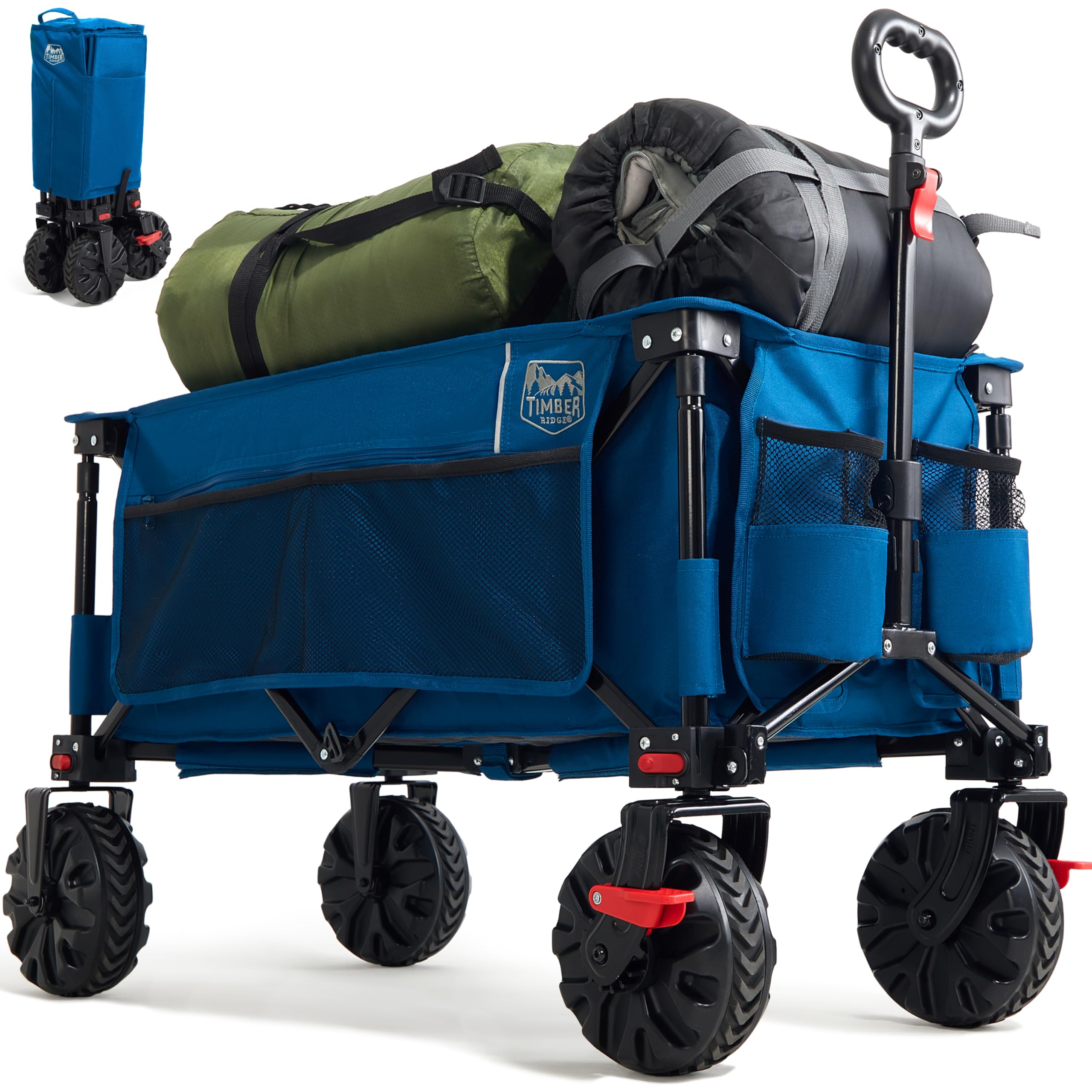 SPEEDFORCE Carrello Pieghevole Da Spiaggia E Campeggio | Con Manubrio Regolabile E Tasche Laterali | 100L Capacità