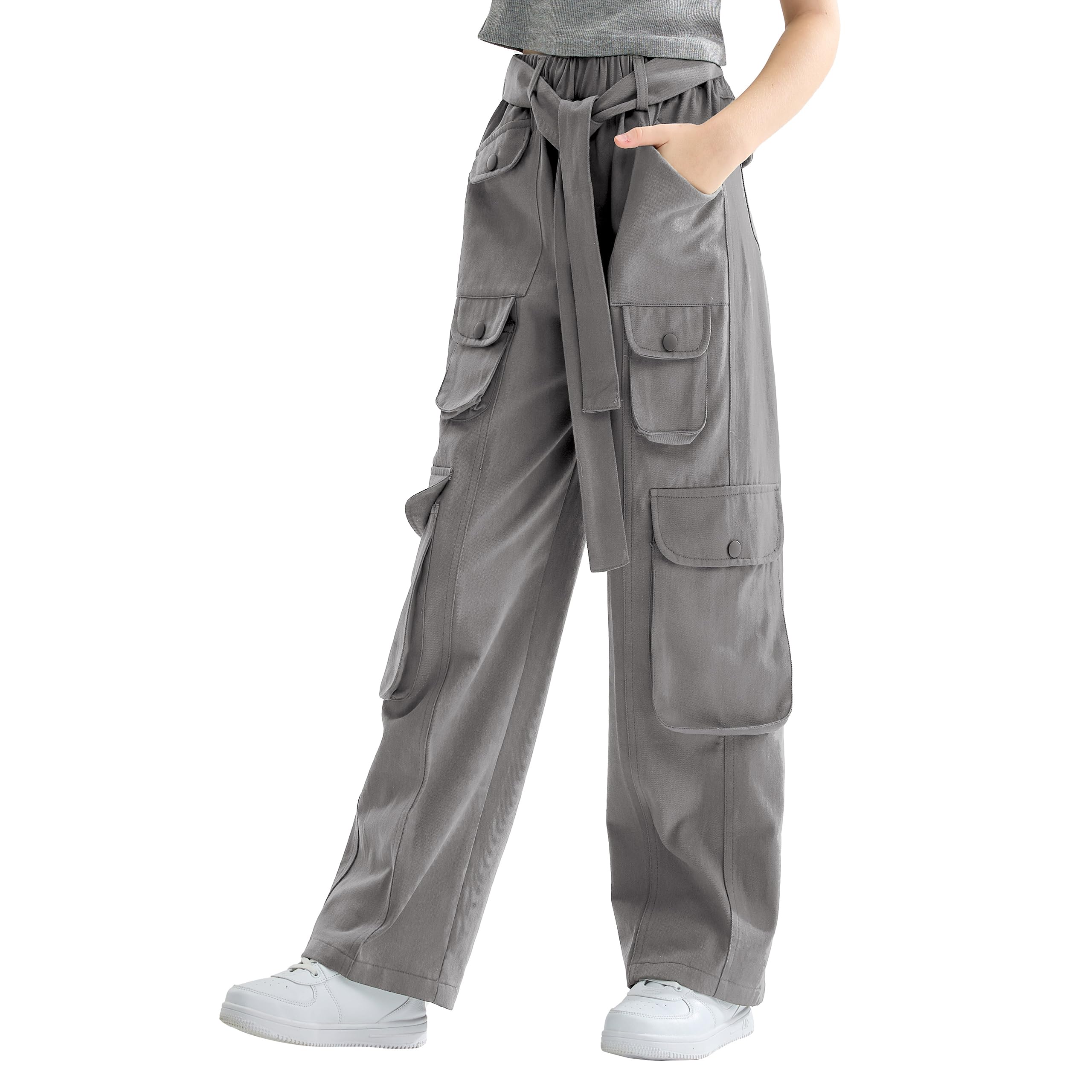 Rolanko Cargohose für Mädchen, Y2K, Cargohose, Jeans, weites Bein, Hose mit mehreren Taschen, 4–15 Jahre