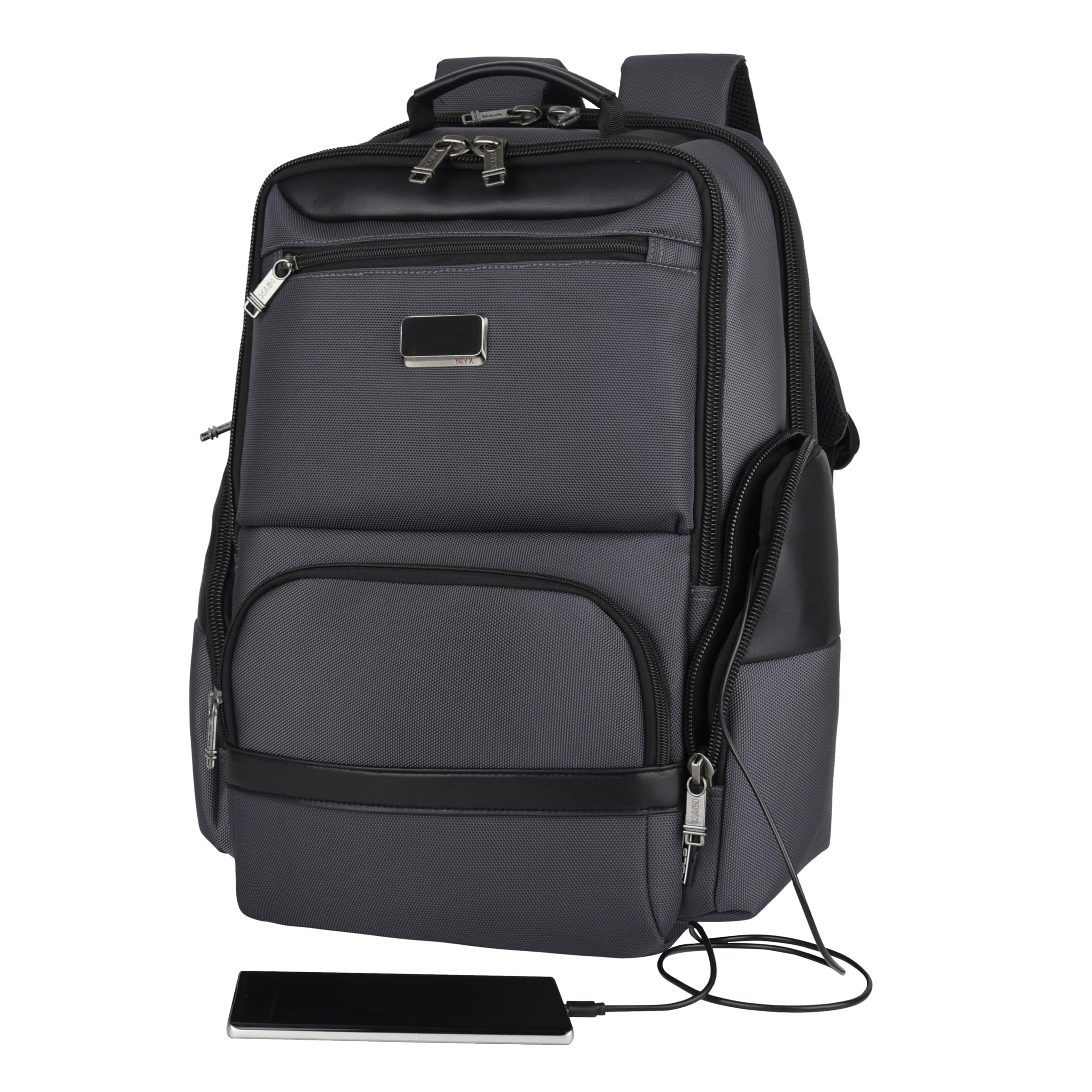 NIYX Marco Built-in USB Port BackPack | Padded Shoulder Straps, Multi Compartment, 25 Litre Shoulder Laptop Bagpack | Office, Travel & College Backpack | School Backpack For Kids