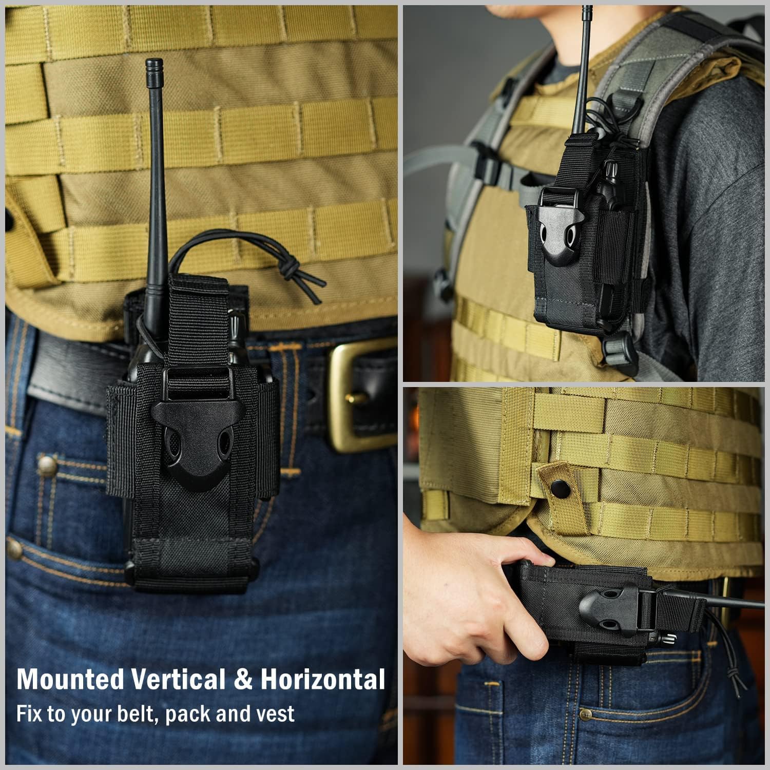 VIPERADE MOLLE Radio Pouch - Universal Walkie Talkie Holster for Duty Belt & Vest, Tactical Radio Holder for Baofeng, Motorola - Image 2