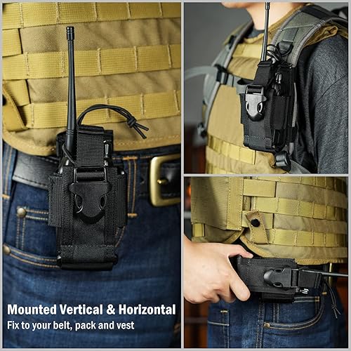 Miniatura 17 de VIPERADE MOLLE - Funda de radio universal para walkie talkie para cinturón y chaleco, soporte de radio táctico para Baofeng, Motorola Beige Bronceado