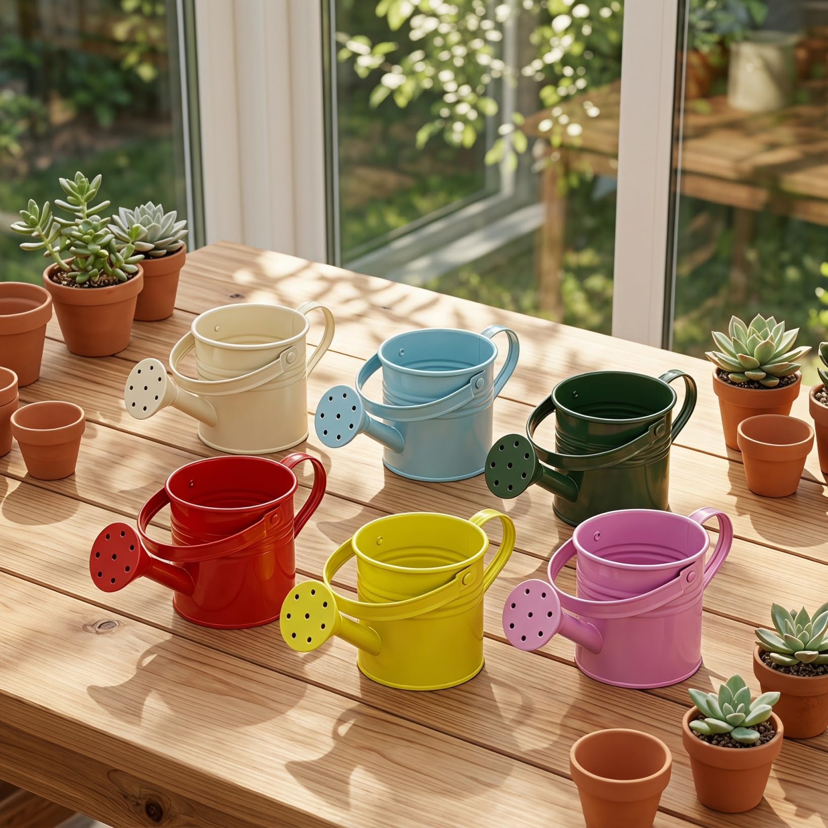 Lot de 6 arrosoirs de jardinage légers pour enfants - Arrosoir pour plantes d'intérieur et d'extérieur - Petite taille pour enfants avec poignées faciles à tenir