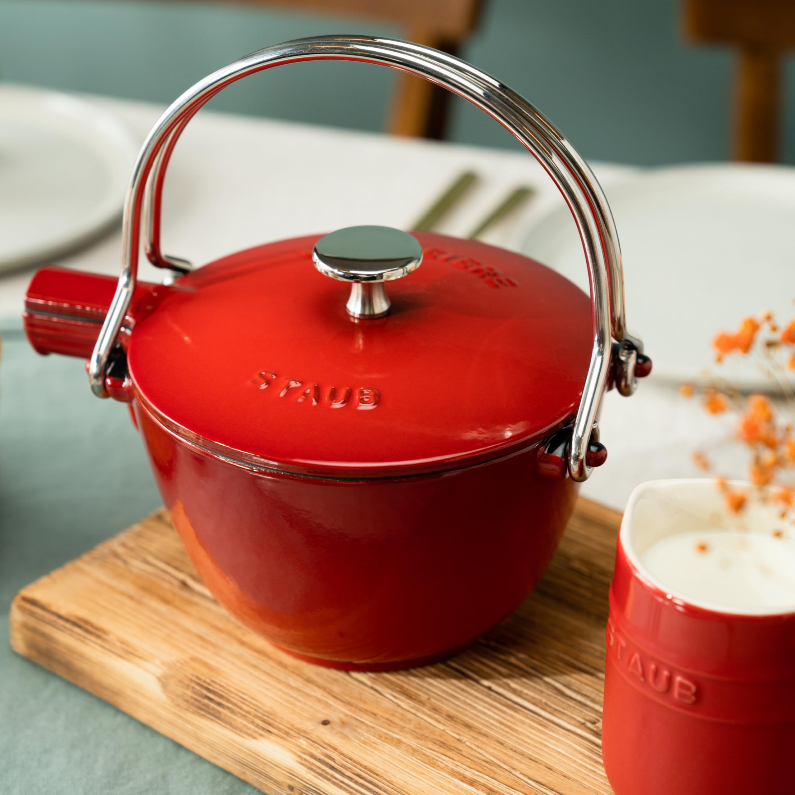 Amazon.com | Staub Cast Iron 1-qt Round Tea Kettle - Cherry, Made
