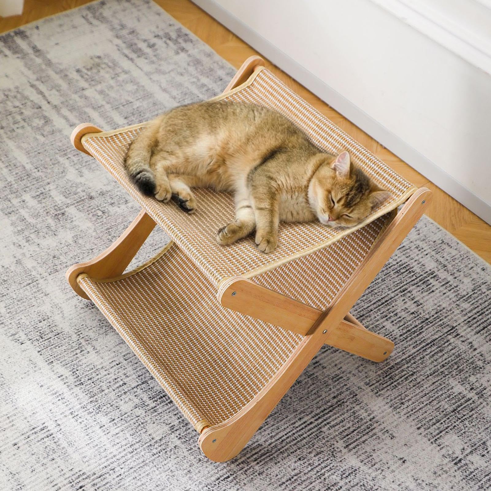 Cama Rascador Para Gatos Juguete Interactivo Plegable 2 Capas Multiusos | Rascador De Gatos Juego en casa, adiestramiento, ejercicio físico, antiaburrimiento, estimulación mental, familia y viajes