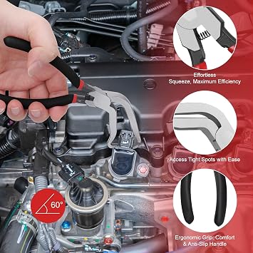 4PCS Electrical Disconnect Pliers Set for Car Repair | Automotive Electrical Connector Pliers with 8Pcs Terminals Removal Tool, Separator Tools for Push Tab Plugs & Fuel Line Hose