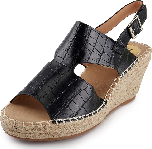 Alexis Leroy Womens Open Toe Strappy Wedge Espadrille Sandals