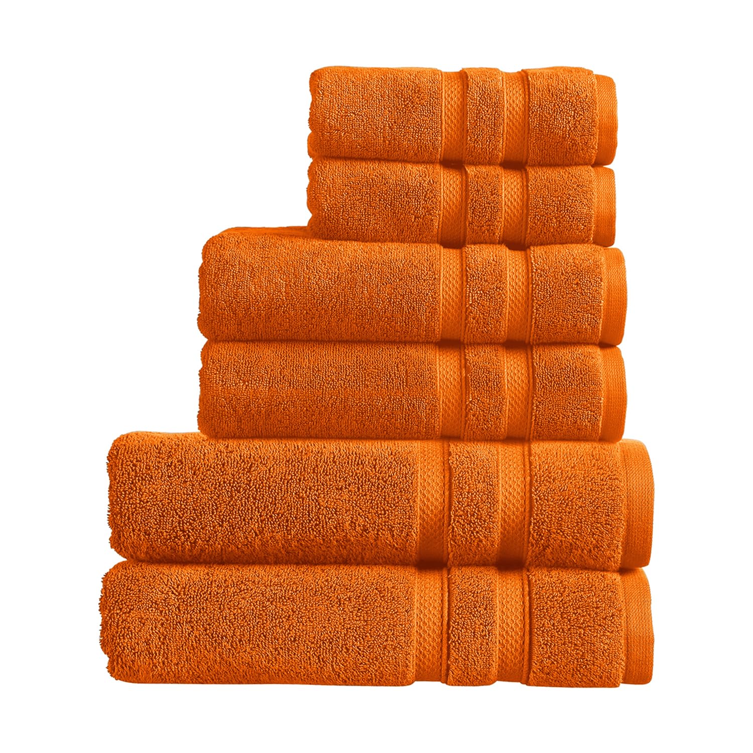 Christy Chroma Family Towel Set | Set of 6 | 2 Hand 2 Bath 2 Bath Sheets | Highly Absorbent Heavyweight 675GSM | Bold and Bright | Soft Smooth Shower Towels | 100% Cotton | Amber Orange