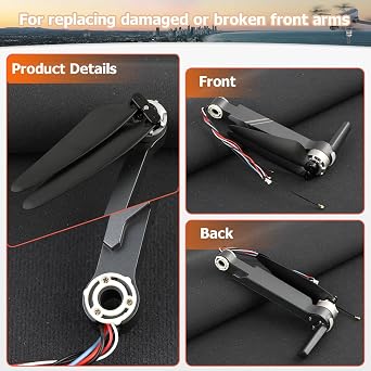 Right Front Arm for SJRC F11 Replacement for F11 F11S F11Pro F11GIM F11GIM2 DE22 DE22Pro F24 F24Pro F35 4K Motor Arm Drone Accessories Parts with Repair Tools(Right Front)