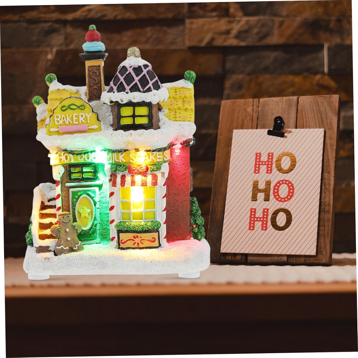 PRETYZOOM 1pc Xmas Snow House Ornament Chic Desktop Decor for Festive Adornment Led Lights Christmas and Holiday Decoration