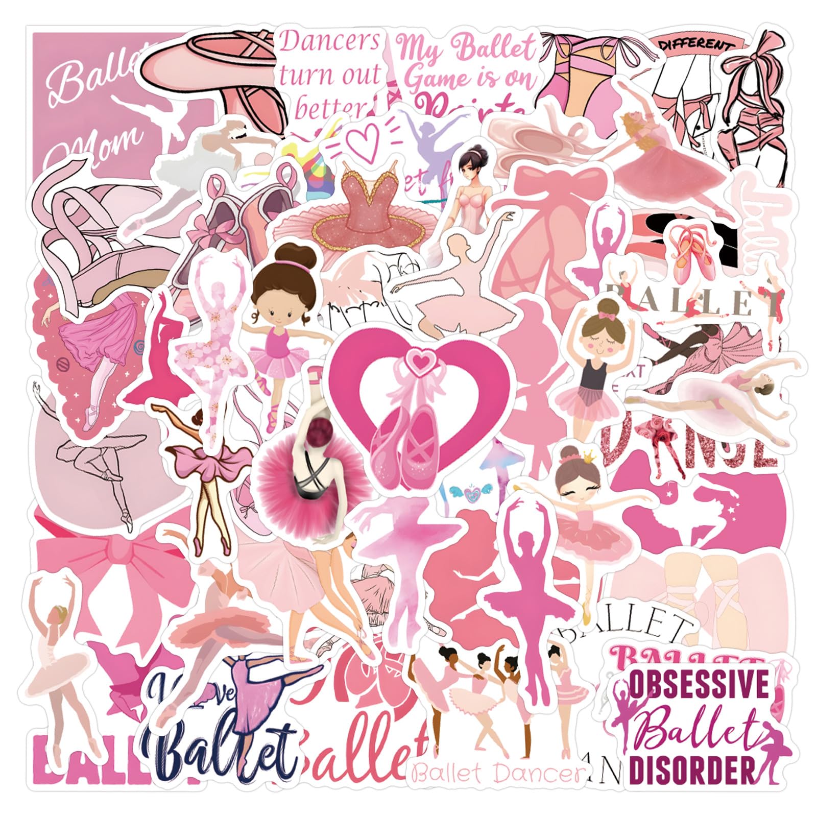 50PCS Ballet Stickers for Luggage Skateboard Notebook Computer Phone Water Bottle Journal Scrapbook Laptop Helmet Guitar,Cute Dance Aesthetic Waterproof Decals for Teens Girls Adults Ballerina Dancer