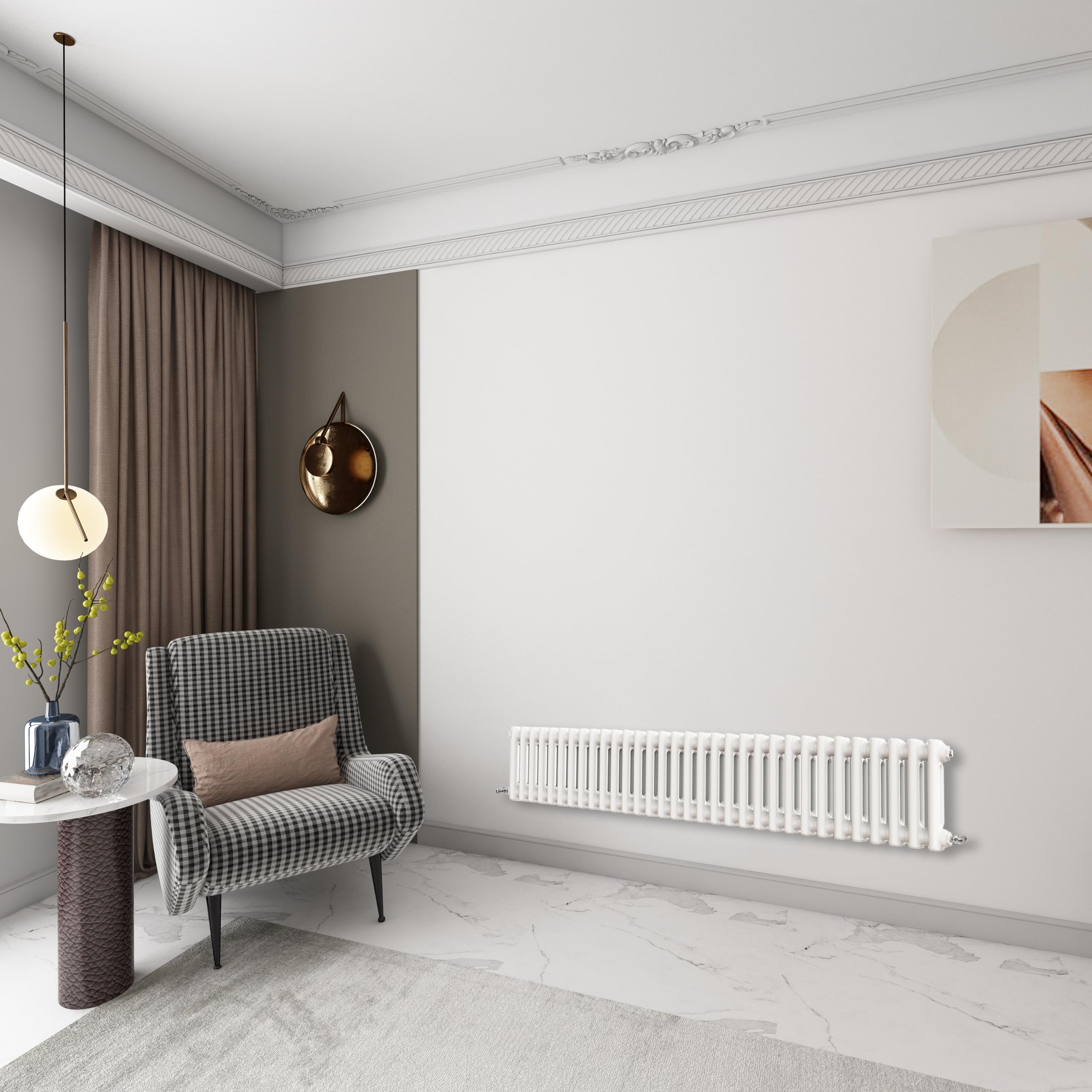 Huibathroom White 300X1460mm Cast Iron Horizontal Double Column Traditional Central Heating Radiators