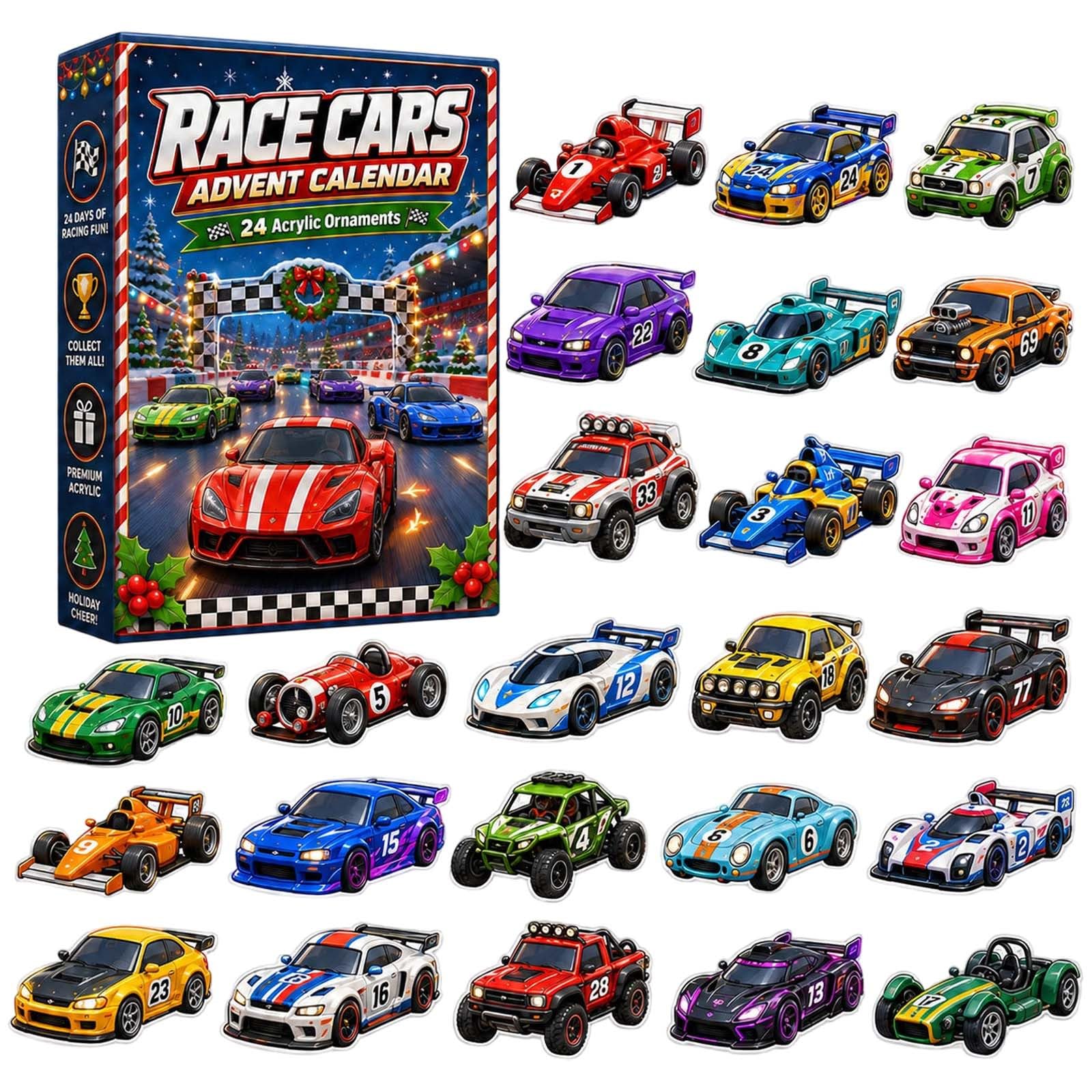 2026 For Kids Boys 24 Days Countdown Calendar With 2D Vehicles Holiday Advent Calendars For Kids Toddlers Boys
