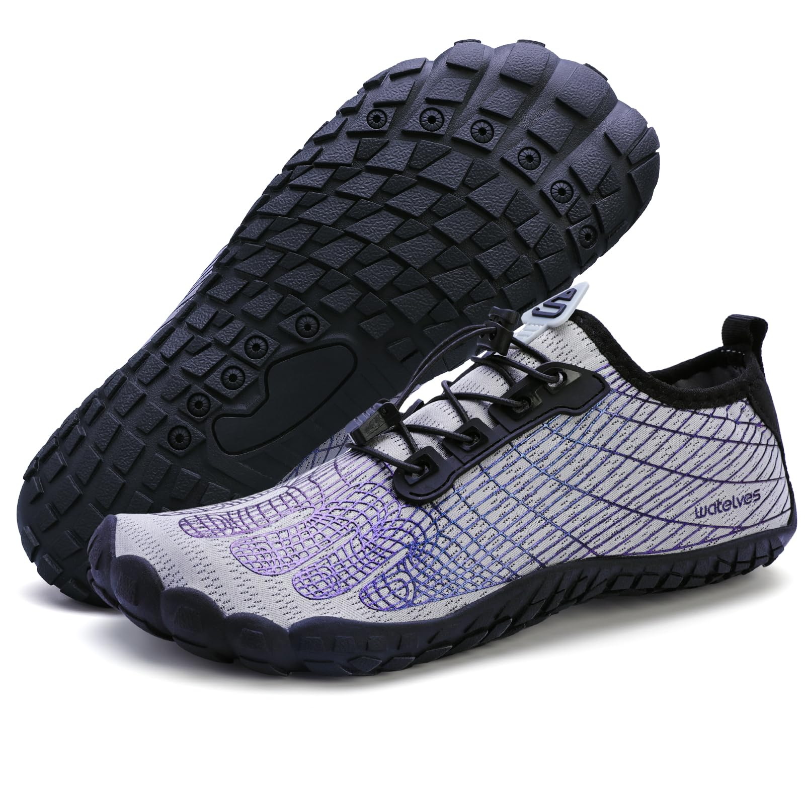 WateLves Damen Herren Barfußschuhe Wasserschuhe Aquaschuhe Badeschuhe Fitnessschuhe rutschfest Sohle Breiter Zehenbox