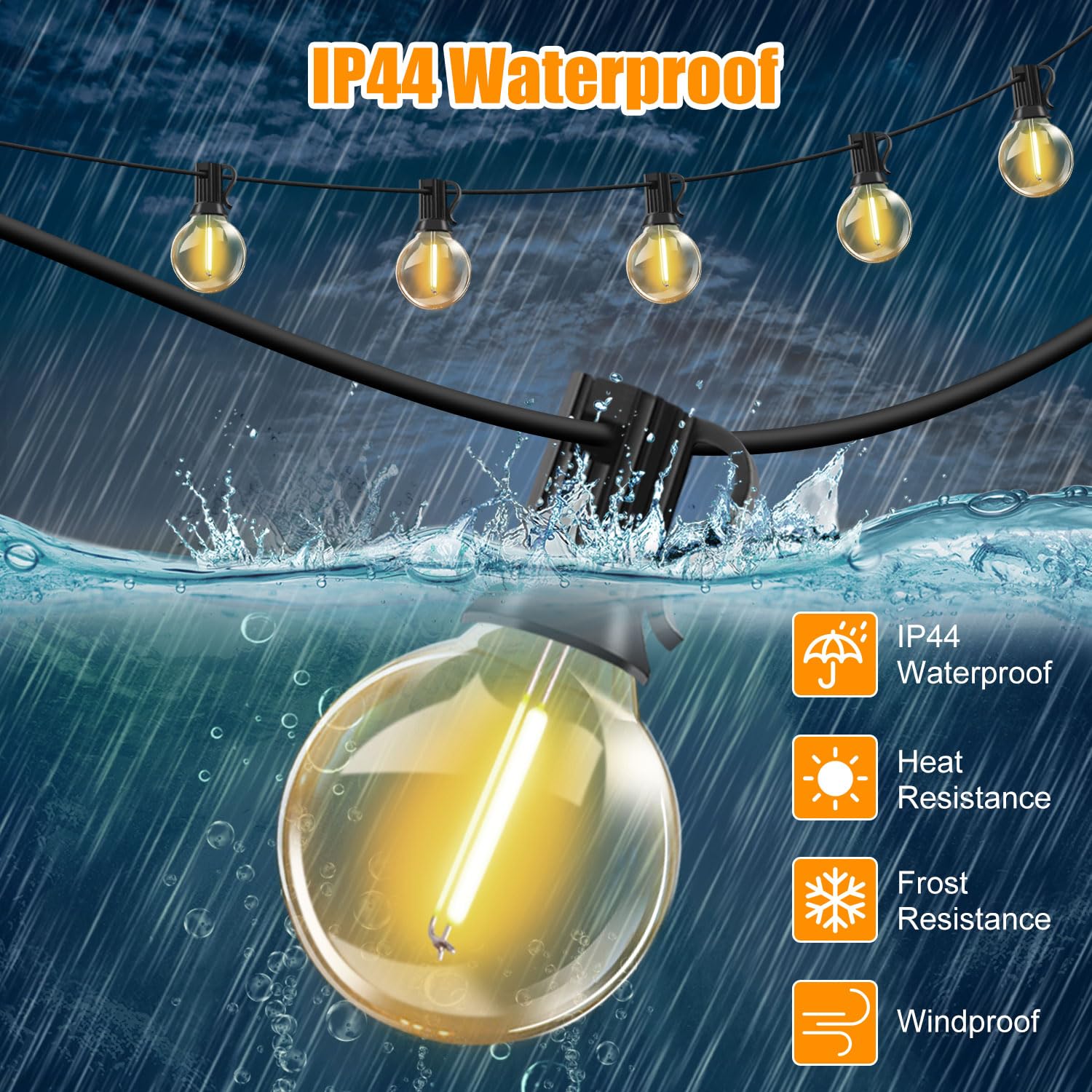 Catena Luminosa Esterno - 30m 37+2 G40 LED Lampadine Luci da Esterno Giardino IP44 Impermeabile Infrangibile Catene Luminose Esterni Decorative per Terrazzo Partito Balcone (30m 37+2 con Dimmer)