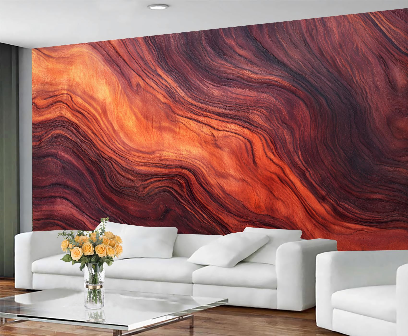 GIVLWF Wallpaper - Abstract Texture Home Decor & Mural, Self Adhesive Wallpaper for Living Room, Wave Marble Wall Mural, Orange Red Bedroom Wall Paper, Peel and Stick โ image 1