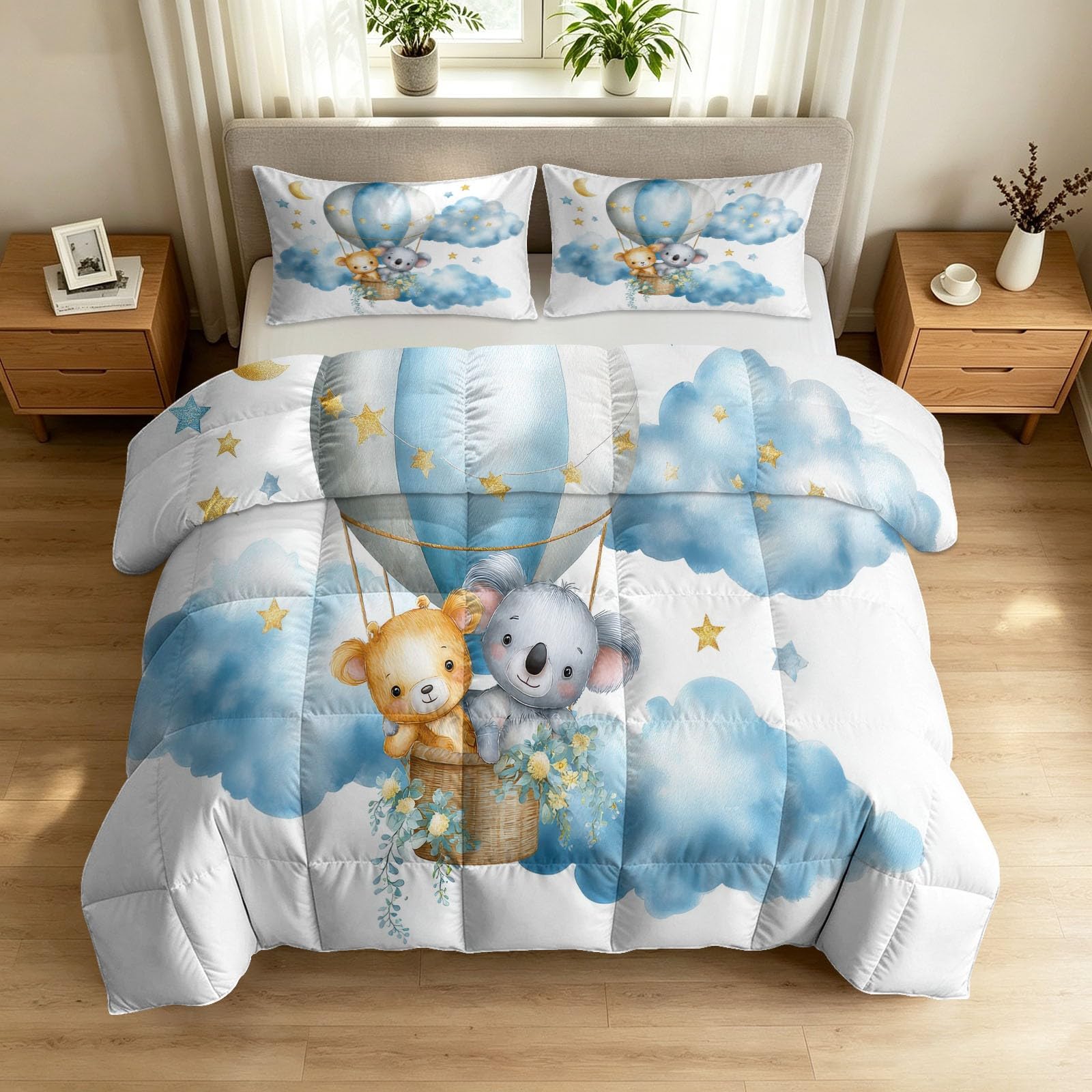 Couette matelassée anti-allergies et lavable 220x240 cm, parure douce sans housse de couette