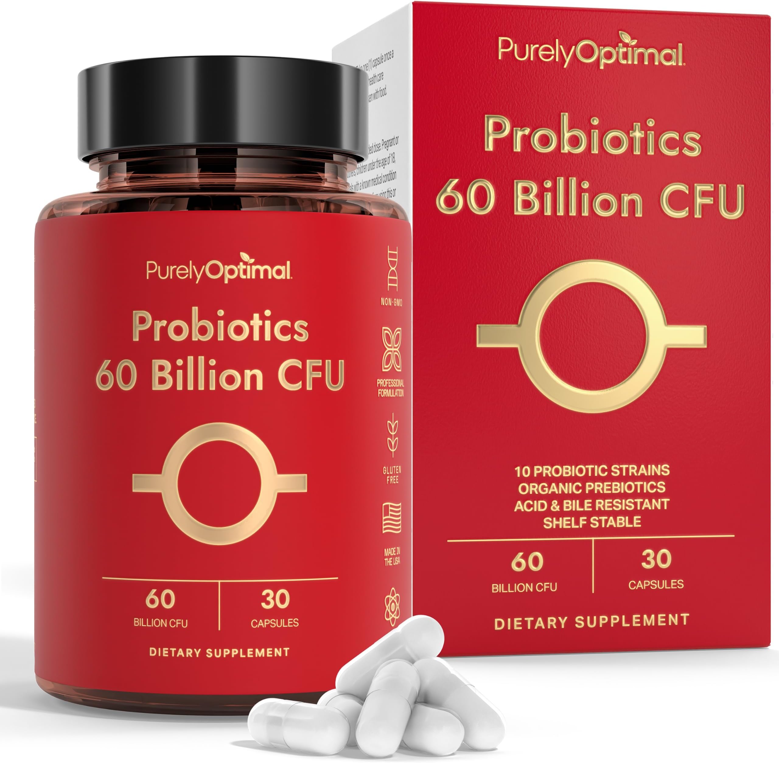 Premium Probiotics 60 Billion CFU with Organic Prebiotics