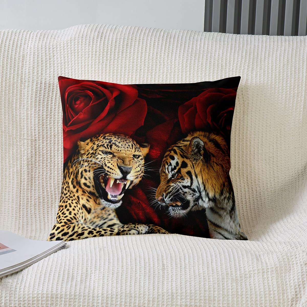 Gearsly Set di 2 federe per cuscino 40,6 x 40,6 cm, motivo leopardo della giungla, federe quadrate decorative per esterni, federe per cuscini da divano, per soggiorno, ufficio, auto, decorazione per